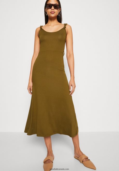Anna Field Women Jersey Dress Olive H42J4Z179