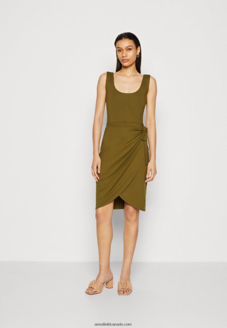 Anna Field Women Jersey Dress Olive H42J4Z97