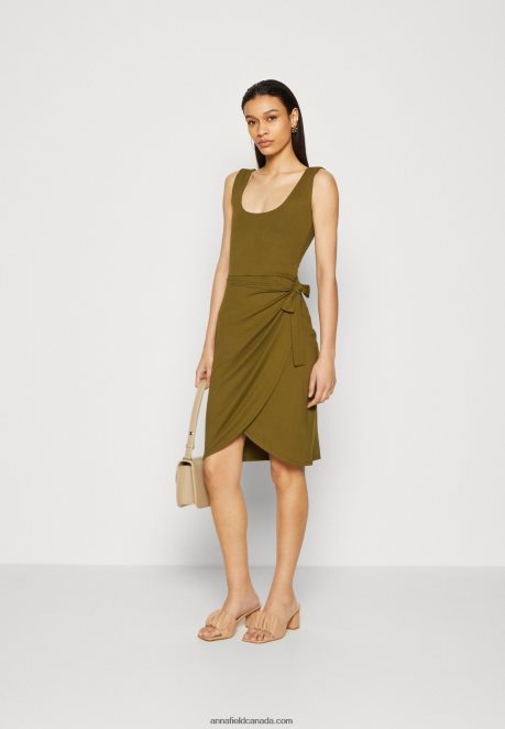 Anna Field Women Jersey Dress Olive H42J4Z97