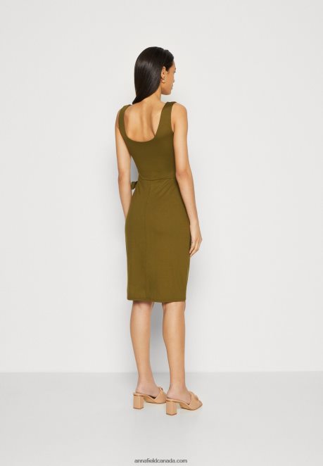 Anna Field Women Jersey Dress Olive H42J4Z97