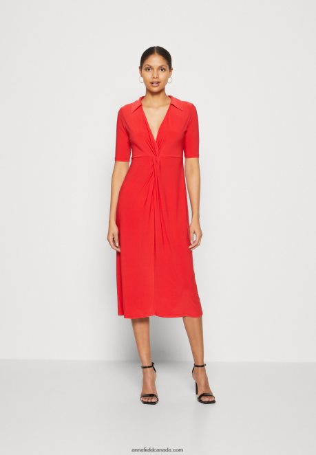 Anna Field Women Jersey Dress Red H42J4Z142