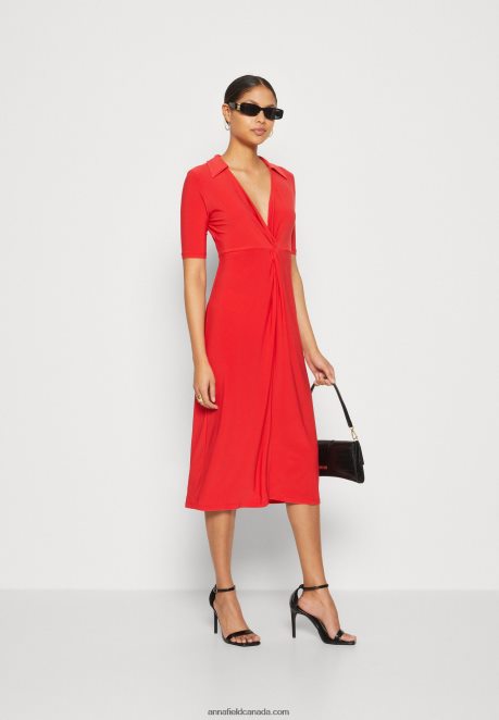 Anna Field Women Jersey Dress Red H42J4Z142