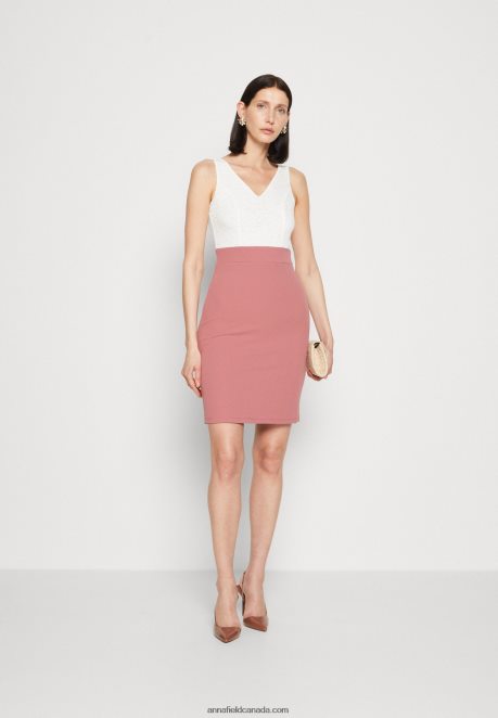 Anna Field Women Jersey Dress White/Pink H42J4Z36
