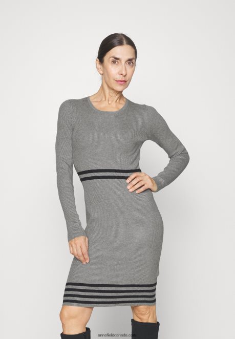 Anna Field Women Jumper Dress Mottled Light Grey/Black H42J4Z215