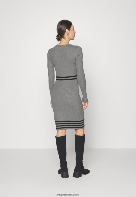 Anna Field Women Jumper Dress Mottled Light Grey/Black H42J4Z215