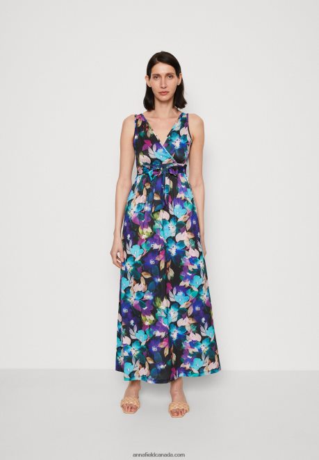 Anna Field Women Maxi Dress Black/Blue/Multicoloured H42J4Z135