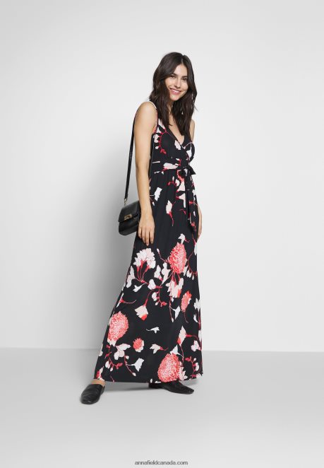 Anna Field Women Maxi Dress Black/Pink H42J4Z143