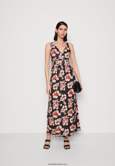 Anna Field Women Maxi Dress Black/Pink/Multicoloured H42J4Z141