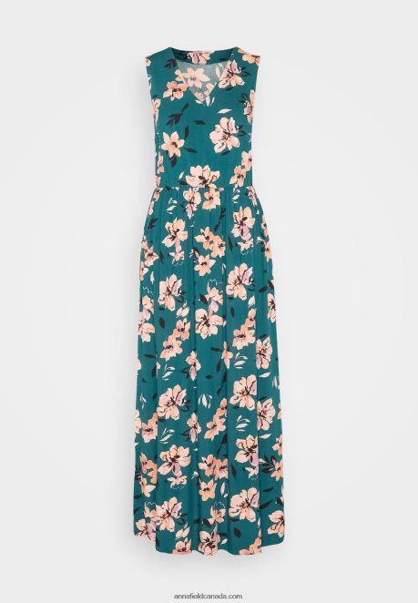 Anna Field Women Maxi Dress Dark Green/Pink H42J4Z224