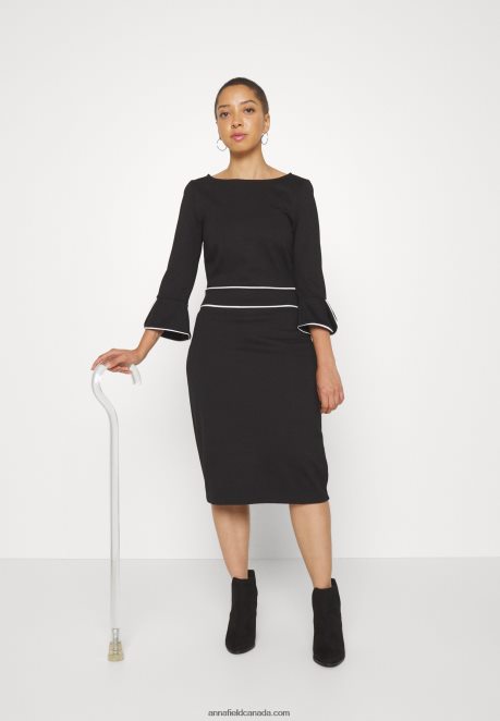 Anna Field Women Shift Dress Black H42J4Z218