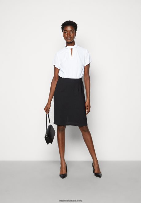 Anna Field Women Shift Dress Black/White H42J4Z200