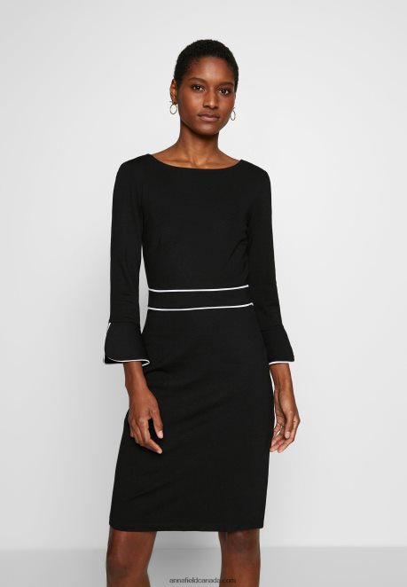 Anna Field Women Shift Dress Black/White H42J4Z98