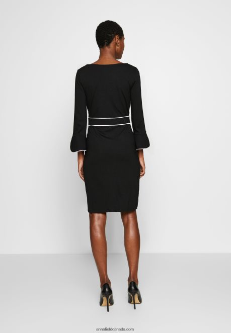 Anna Field Women Shift Dress Black/White H42J4Z98