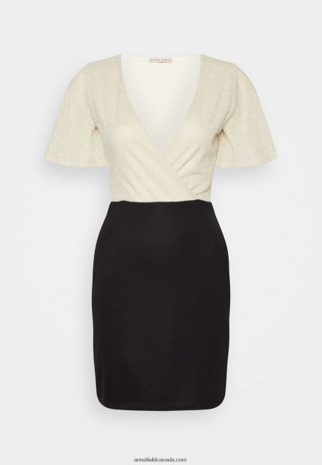 Anna Field Women Shift Dress Gold/Black H42J4Z206