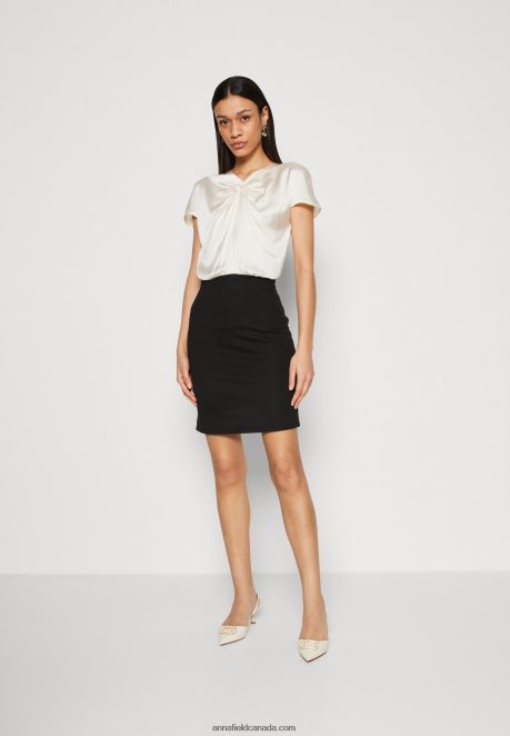 Anna Field Women Shift Dress Off White/Black H42J4Z195