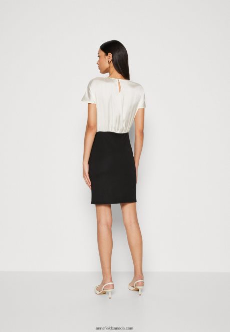 Anna Field Women Shift Dress Off White/Black H42J4Z195