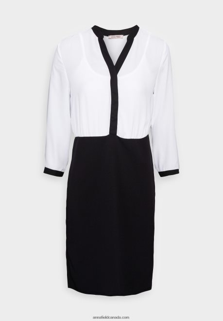 Anna Field Women Shirt Dress Black/White H42J4Z87