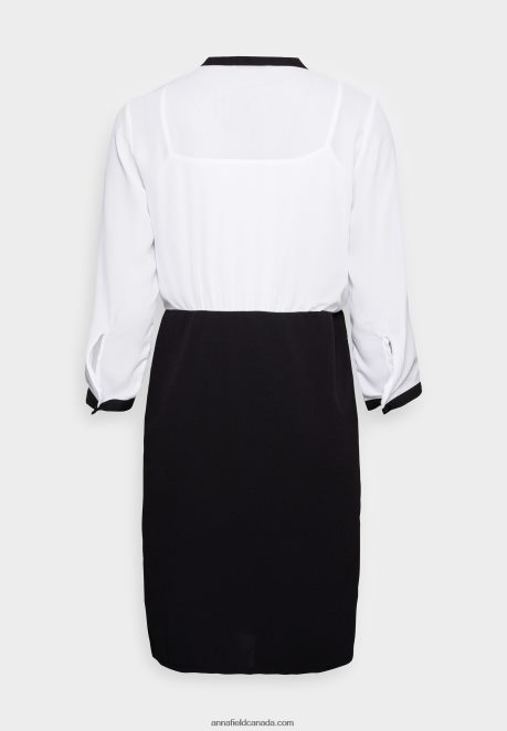 Anna Field Women Shirt Dress Black/White H42J4Z87