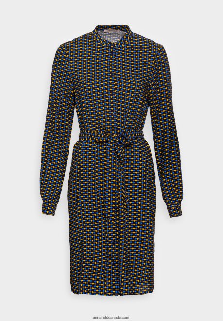 Anna Field Women Shirt Dress Blue/Yellow H42J4Z81