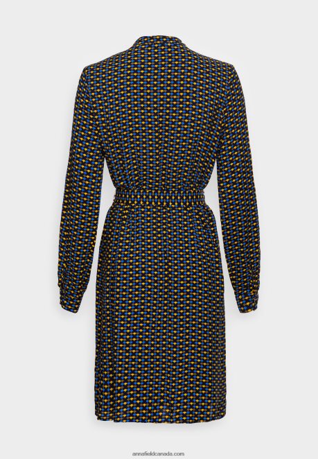 Anna Field Women Shirt Dress Blue/Yellow H42J4Z81