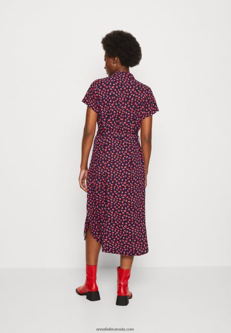 Anna Field Women Shirt Dress Dark Blue/Red H42J4Z91