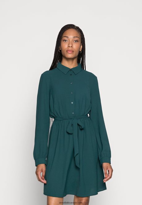 Anna Field Women Shirt Dress Dark Green H42J4Z83