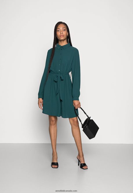 Anna Field Women Shirt Dress Dark Green H42J4Z83