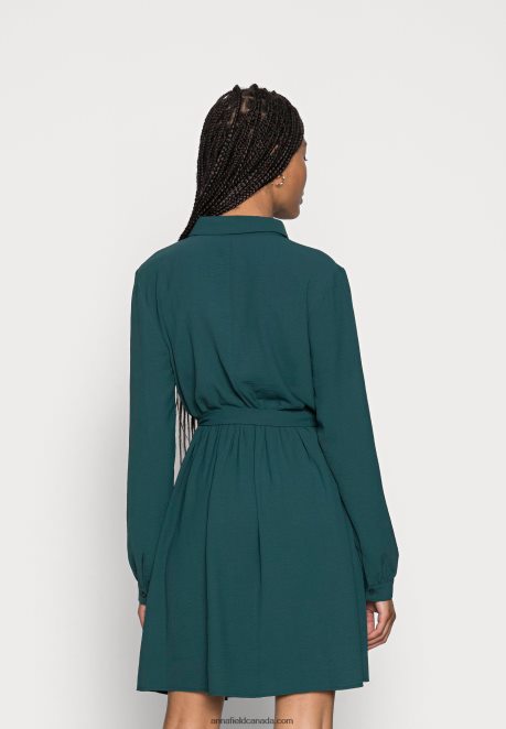 Anna Field Women Shirt Dress Dark Green H42J4Z83