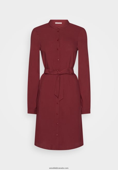 Anna Field Women Shirt Dress Dark Red H42J4Z84