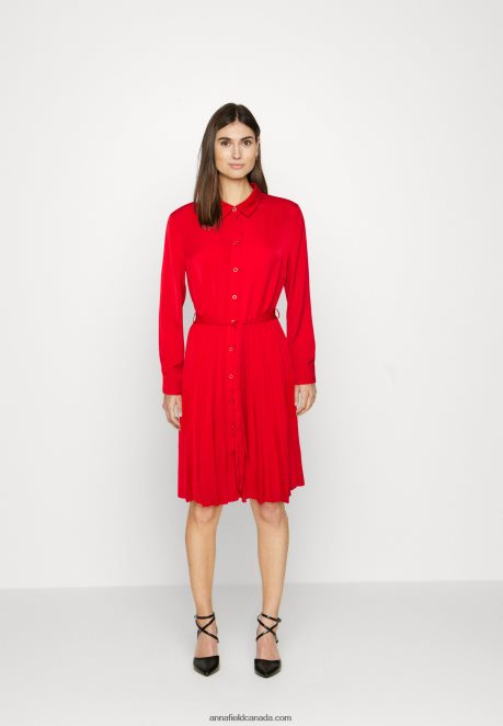 Anna Field Women Shirt Dress Dark Red H42J4Z85