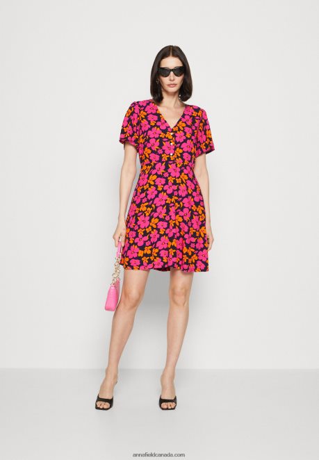 Anna Field Women Shirt Dress Pink/Orange H42J4Z90