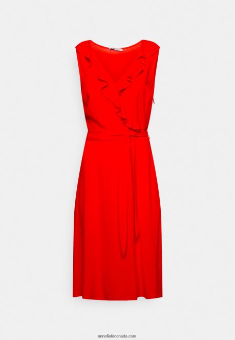 Anna Field Women Volant Midi Dress Day Dress Red H42J4Z4