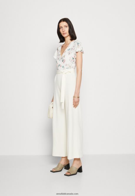 Anna Field Women Jumpsuit Beige/White H42J4Z880