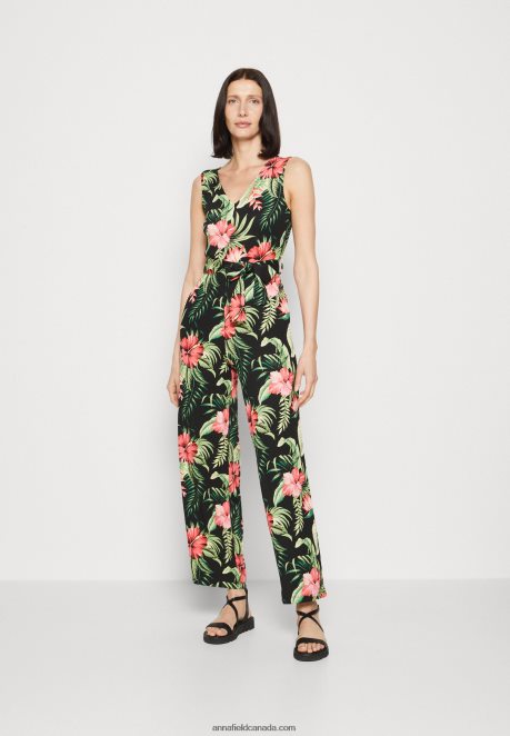 Anna Field Women Jumpsuit Black/Green H42J4Z900
