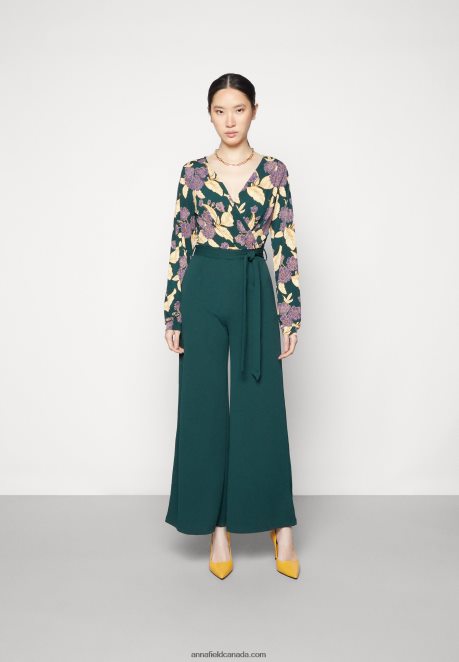 Anna Field Women Jumpsuit Dark Green/Yellow H42J4Z899