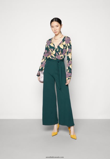 Anna Field Women Jumpsuit Dark Green/Yellow H42J4Z899