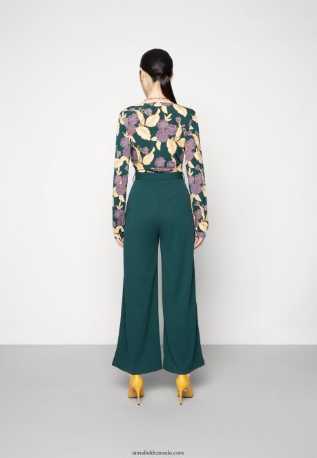 Anna Field Women Jumpsuit Dark Green/Yellow H42J4Z899