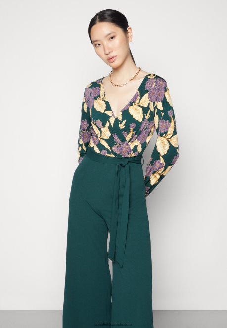 Anna Field Women Jumpsuit Dark Green/Yellow H42J4Z899