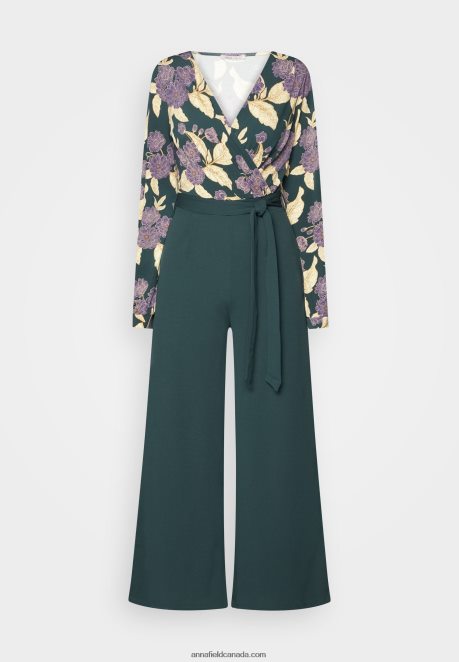Anna Field Women Jumpsuit Dark Green/Yellow H42J4Z899