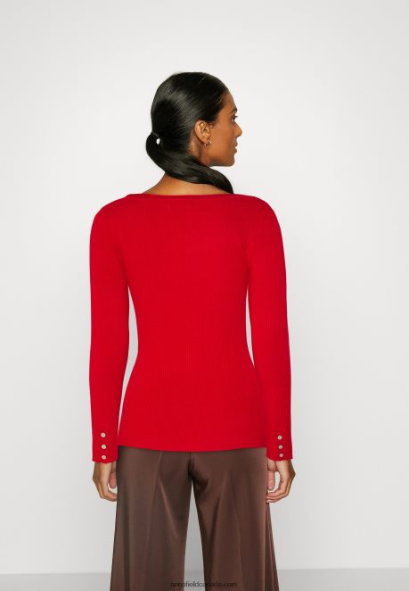 Anna Field Women Button Detail Jumper Red H42J4Z842