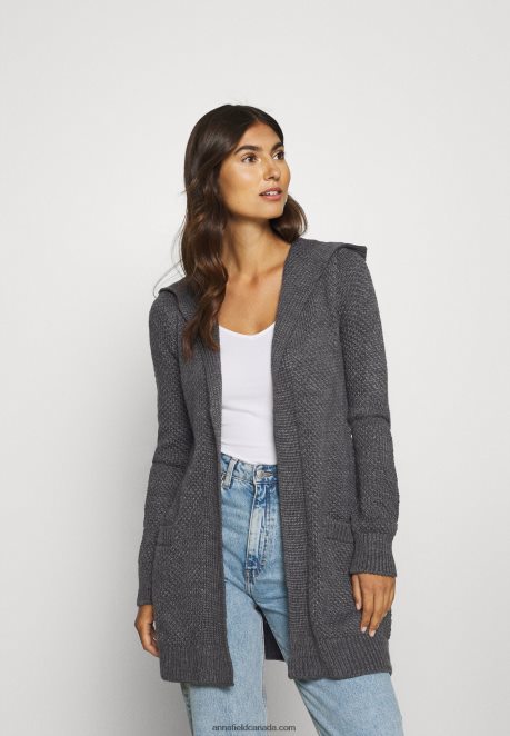 Anna Field Women Cardigan Dark Grey Melange H42J4Z823