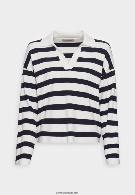Anna Field Women Jumper Off-White/Dark Blue H42J4Z851