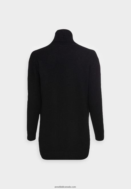 Anna Field Women Ribbed Fold Collar Cardigan Black H42J4Z822