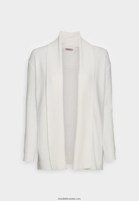 Anna Field Women Ribbed Fold Collar Cardigan Off White H42J4Z827