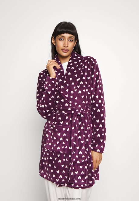 Anna Field Women Dressing Gown Dark Red/Beige H42J4Z1091