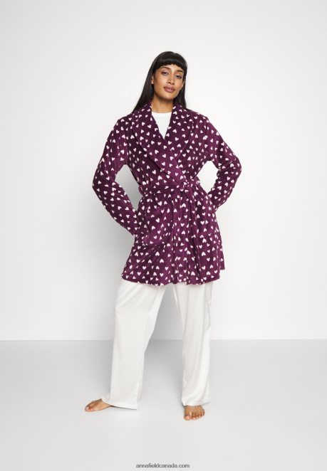 Anna Field Women Dressing Gown Dark Red/Beige H42J4Z1091