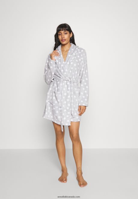 Anna Field Women Dressing Gown Grey/White H42J4Z1093