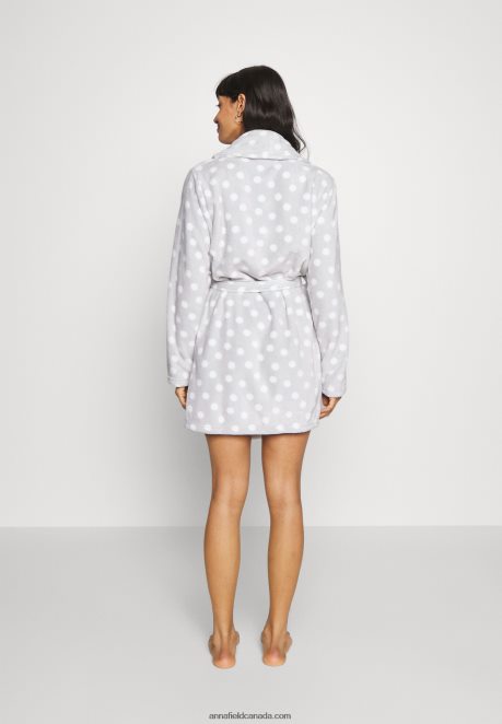 Anna Field Women Dressing Gown Grey/White H42J4Z1093