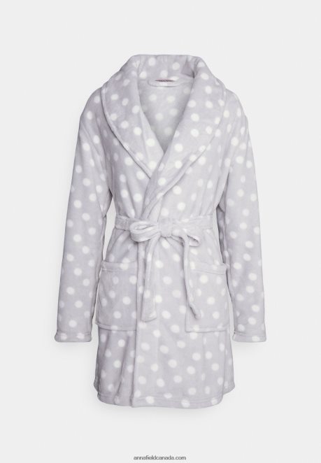 Anna Field Women Dressing Gown Grey/White H42J4Z1093