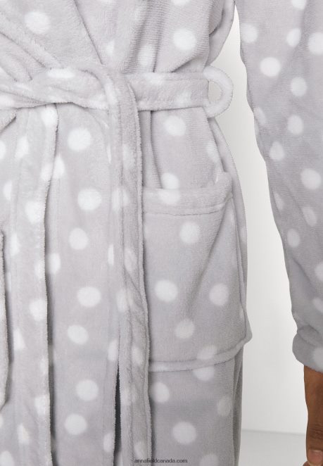 Anna Field Women Dressing Gown Grey/White H42J4Z1093